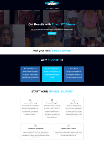 Edwin Fitness Personal Training Studio Website Design